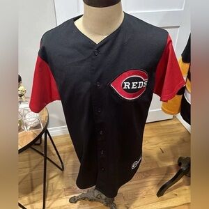 Majestic Cincinnati Reds #30 Ken Griffey Junior MLB Black Baseball Jersey Men L